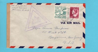 CURAÇAO gecensureerde brief 1941 Aruba naar USA