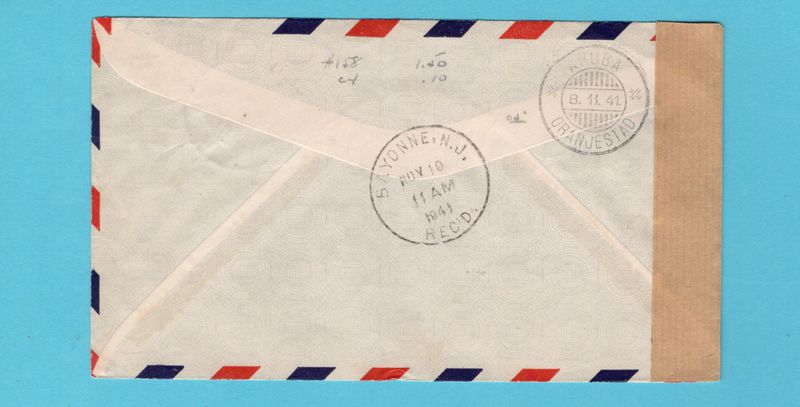 CURAÇAO gecensureerde brief 1941 Aruba naar USA