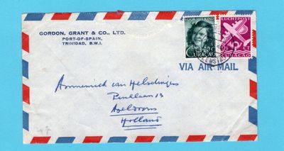CURAÇAO lp brief 1949 Willemstad naar Apeldoorn, Nederland