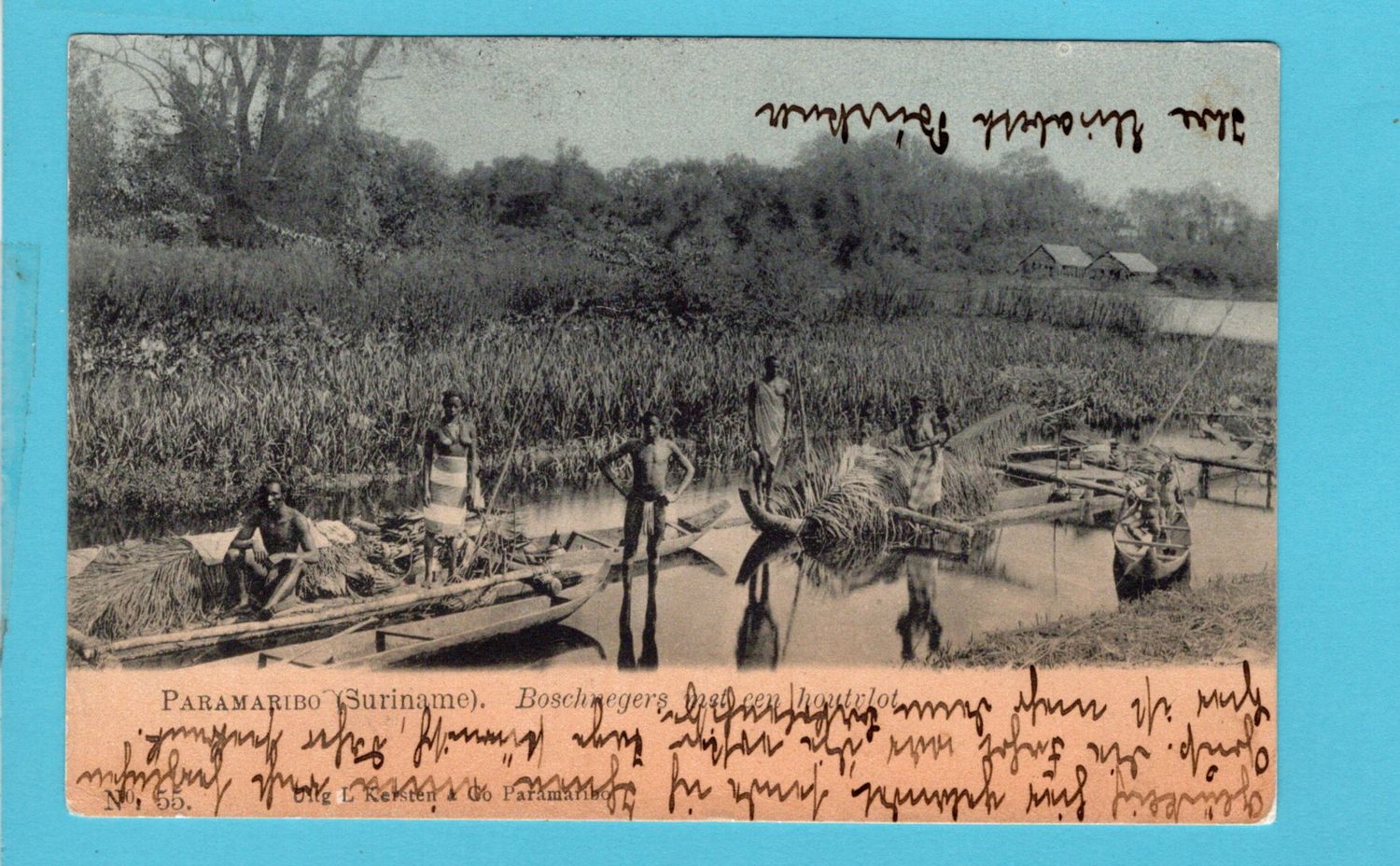 SURINAME prentbriefkaart 1906 Paramaribo naar Duitsland