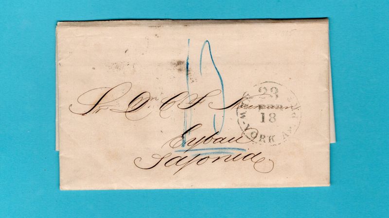 CUBA entire 1865 Habana over New York to Ebersbach, Germany