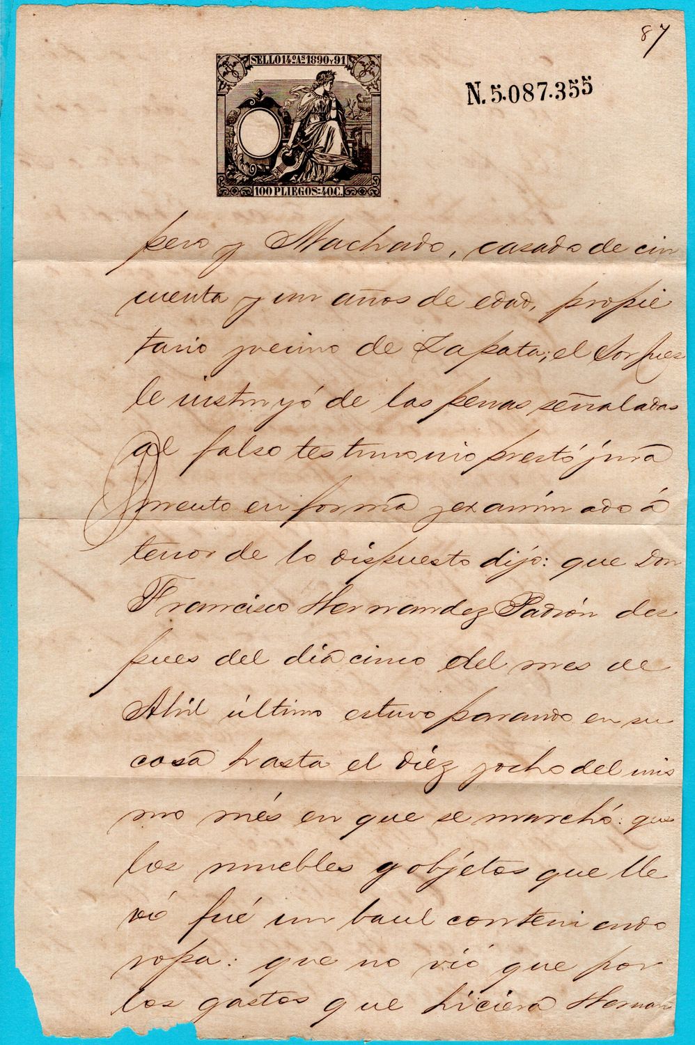 CUBA official document 1890 - 1891