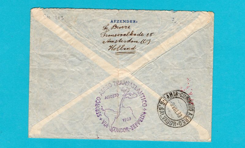 NEDERLAND Zeppelin Sud Amerika Fahrt 1933 Amsterdam - Brazilië