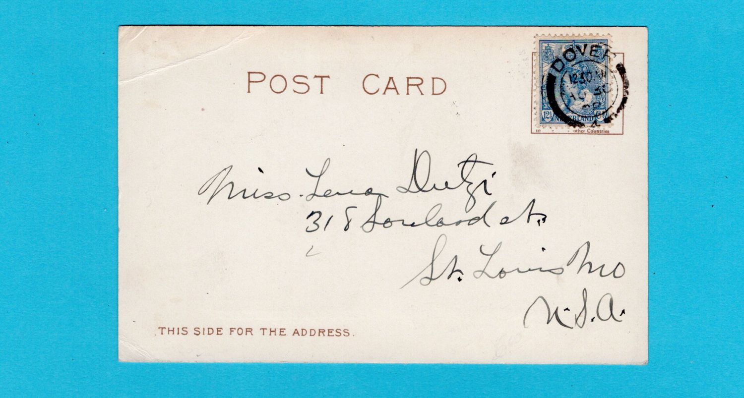 NEDERLAND Red Star Line kaart 1908 Dover naar USA