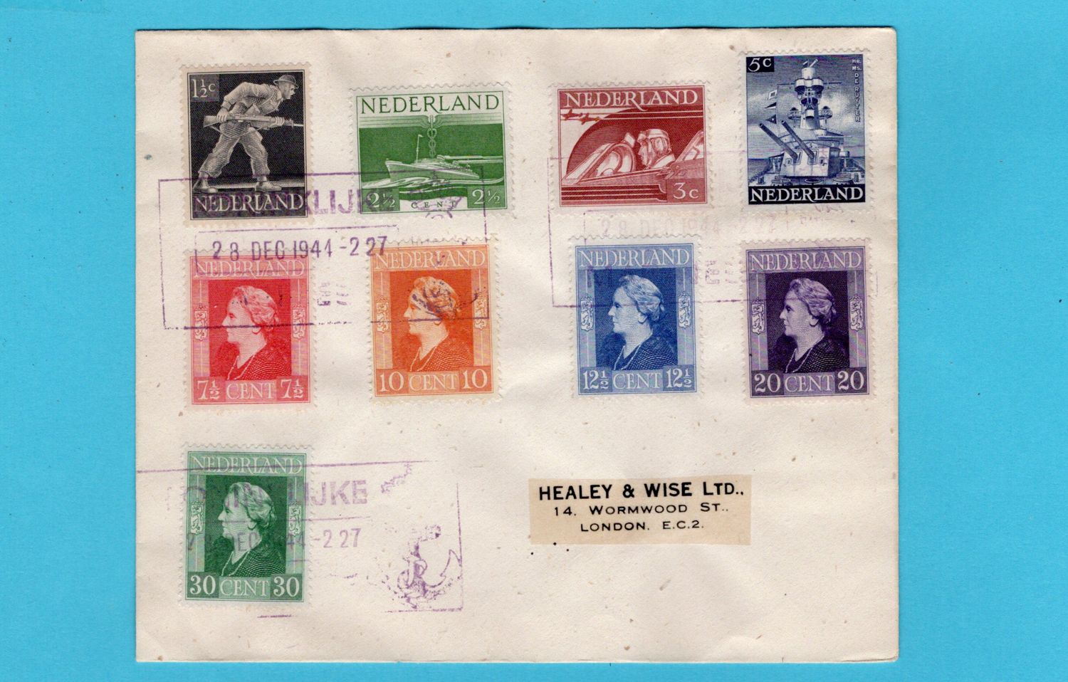 NEDERLAND brief met bevrijdingszegels 1944 Koninklijke Marine