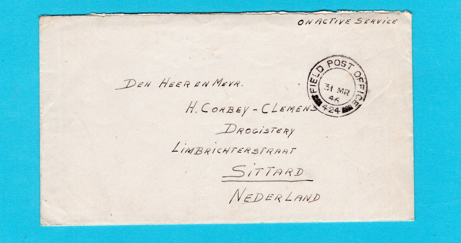 NEDERLAND veldpost brief 1946 Dutch District Censorship Station