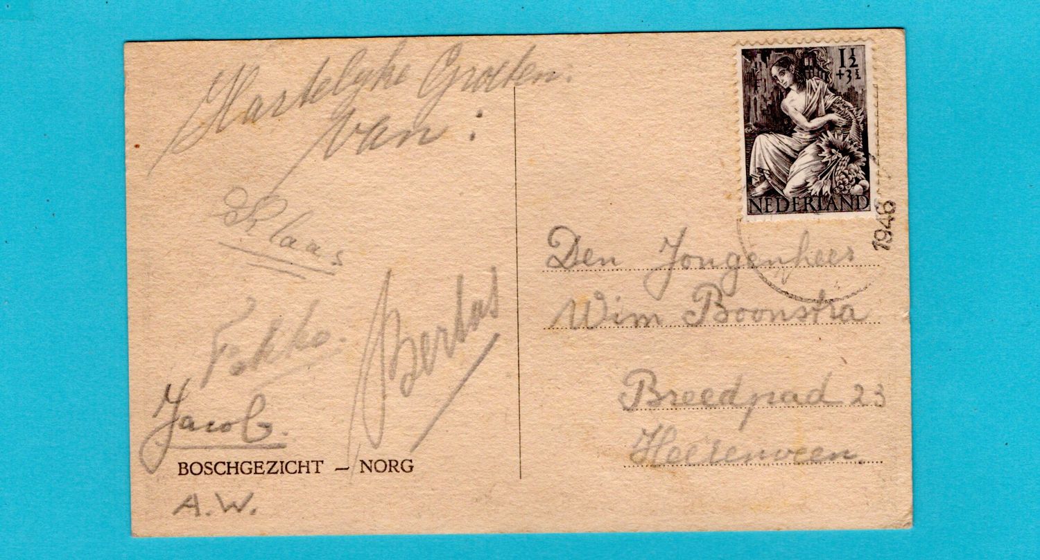 NEDERLAND prentbriefkaart 1946 Norg naar Heerenveen
