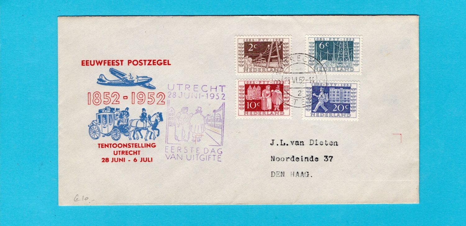 NEDERLAND FDC ITEP 1952 Utrecht met visitekaartje PZ handel