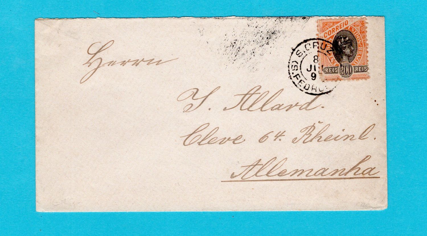 BRAZIL cover 1897 S. Cruz to Cleve, Germany