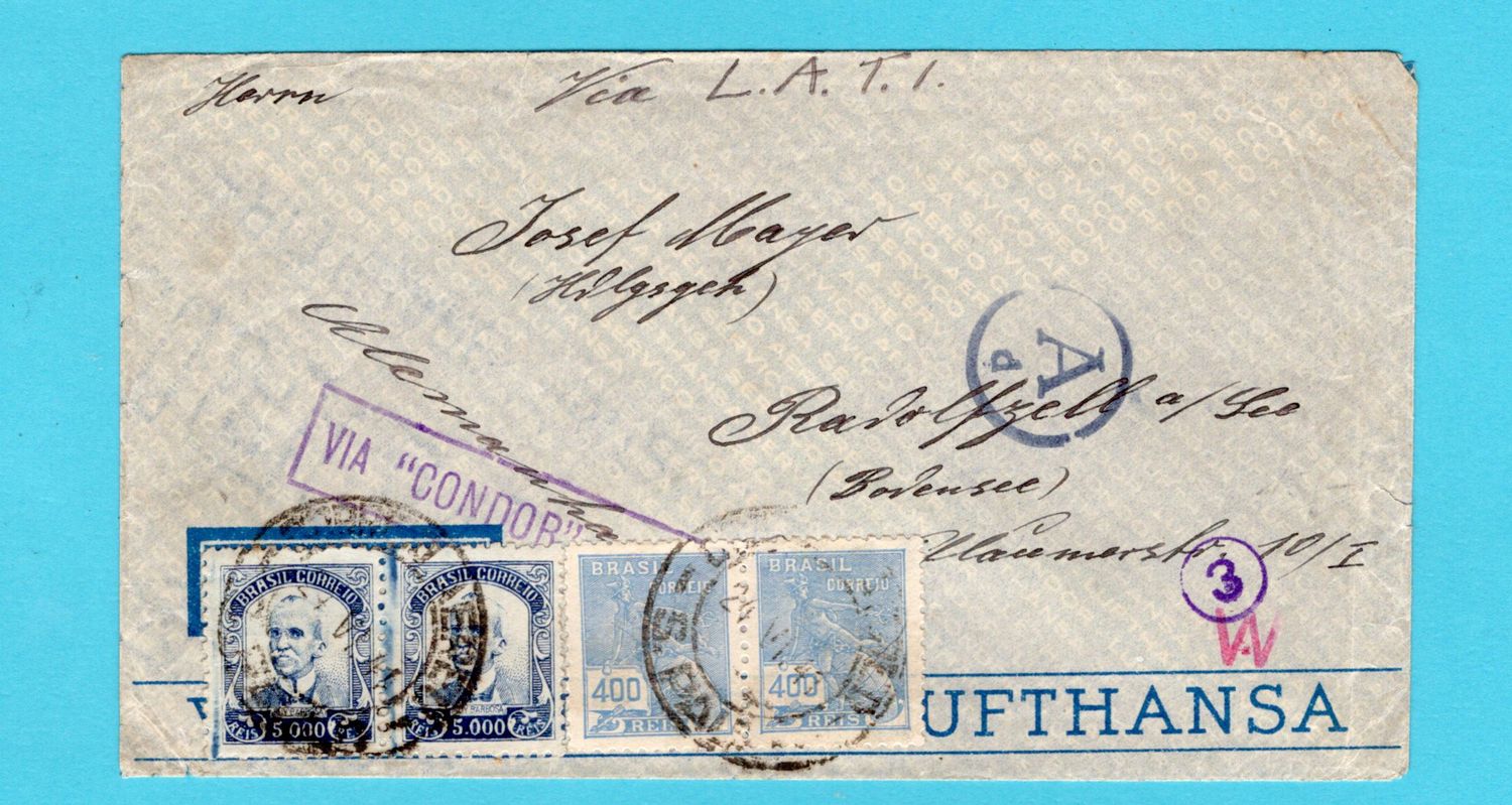 BRAZIL Condor LATI censor cover 1941 Sao Paulo to Germany