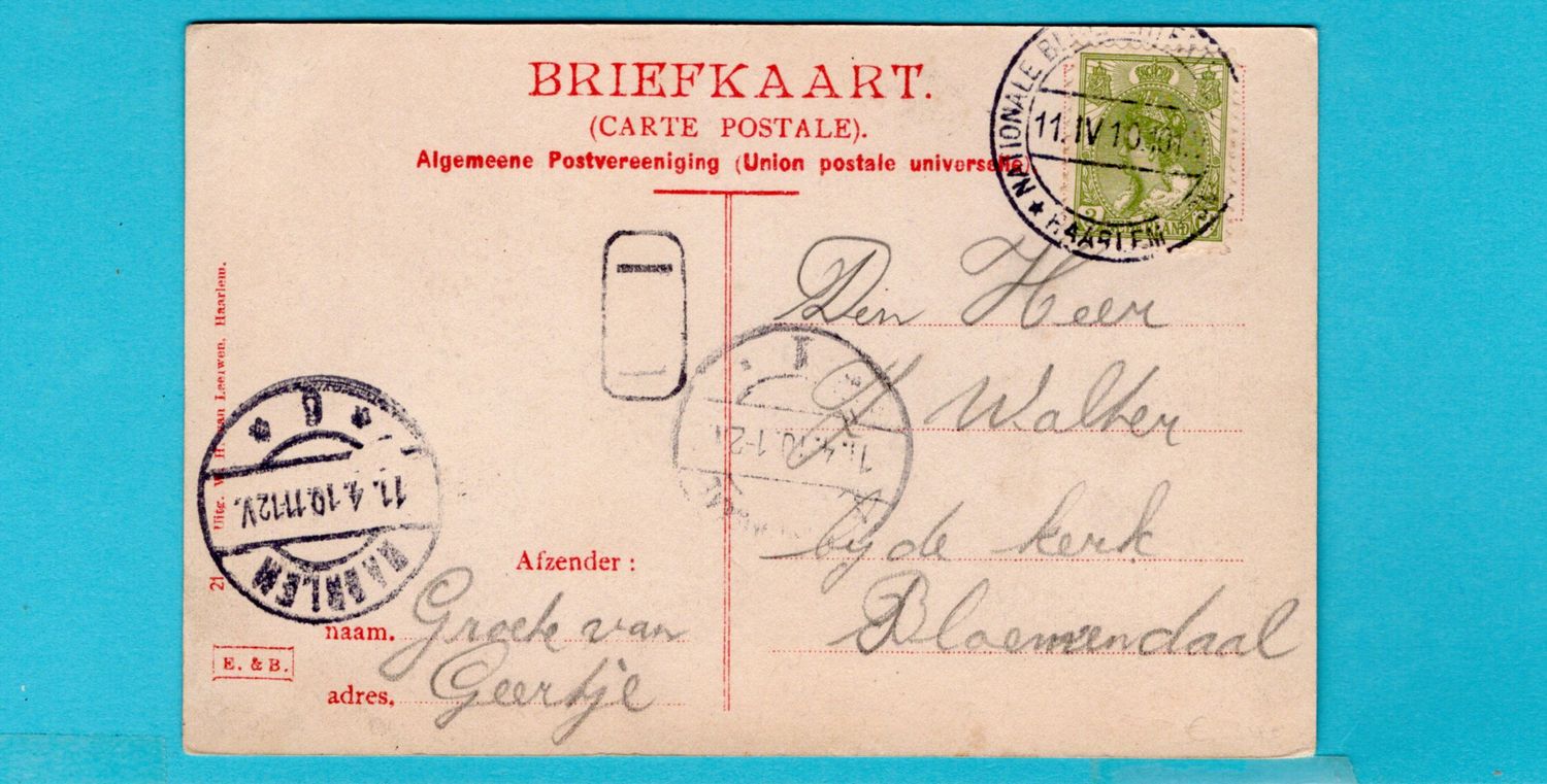 NEDERLAND prentbriefkaart Bloemententoonstelling 1919 Haarlem