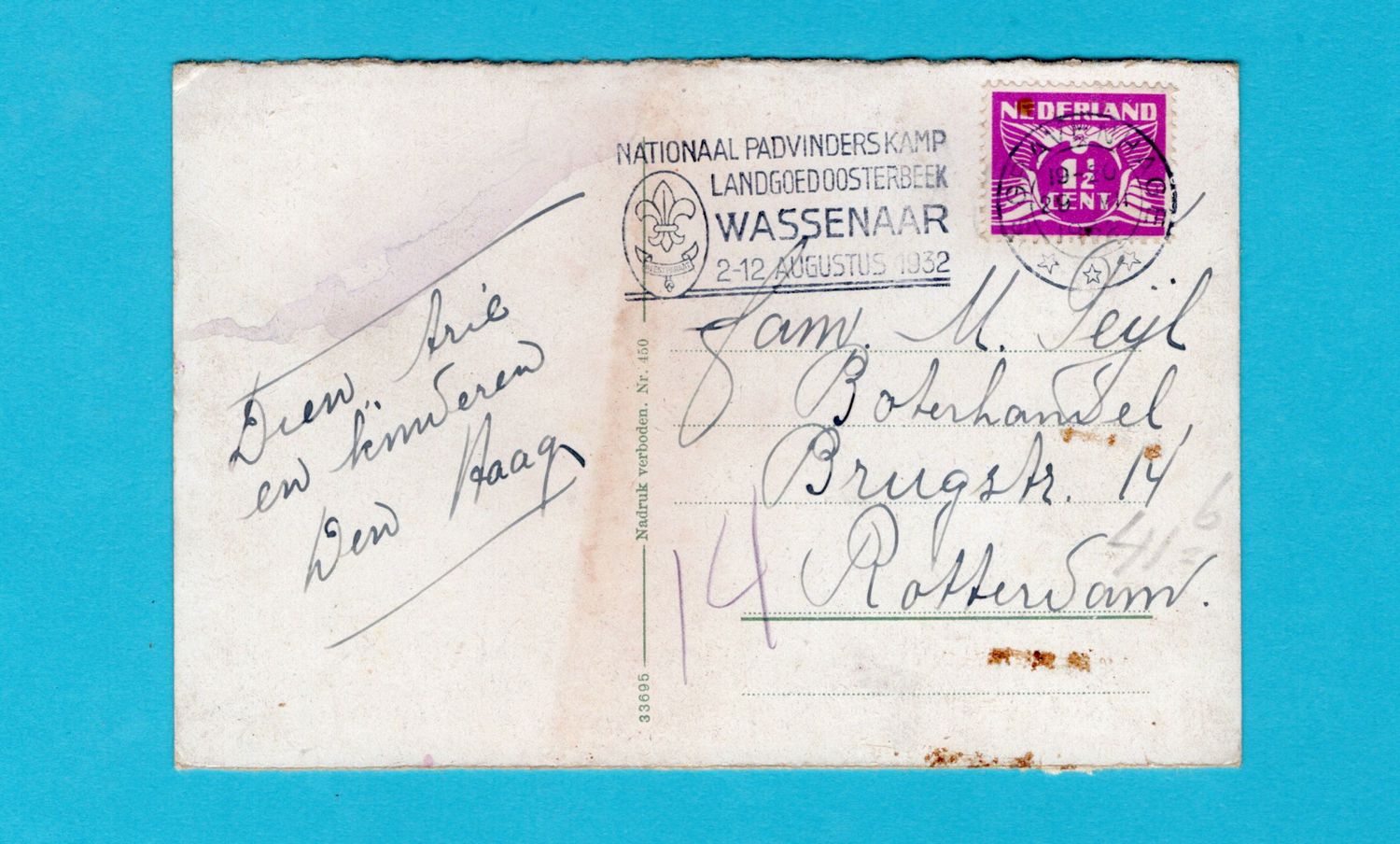 NEDERLAND kaart Bijenkorf 1932 Wassenaar Padvinderskamp