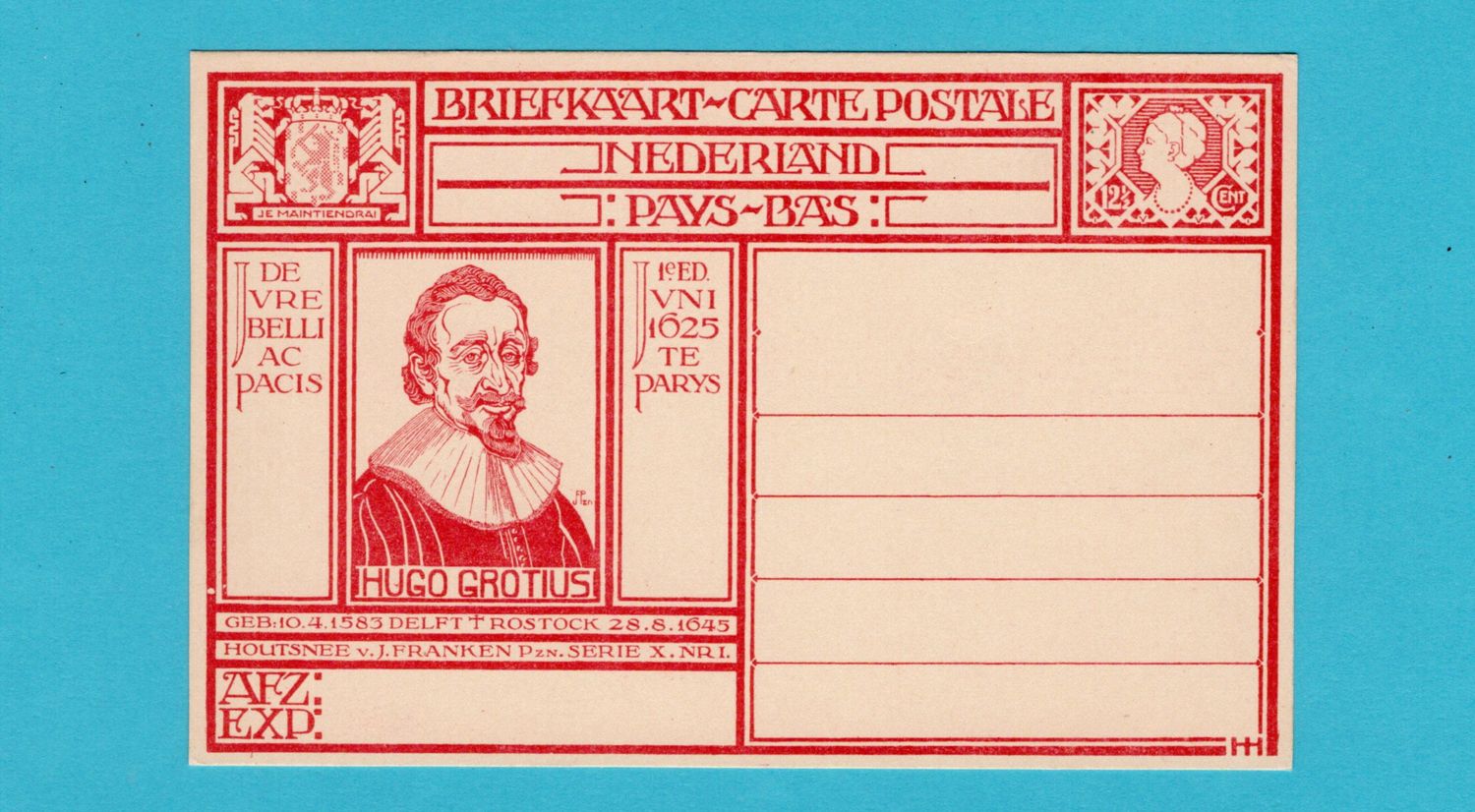 NEDERLAND postwaardestuk Hugo de Groot **