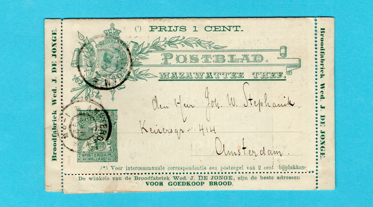 NEDERLAND compleet Croiset Reclame Postblad 1899 Amsterdam