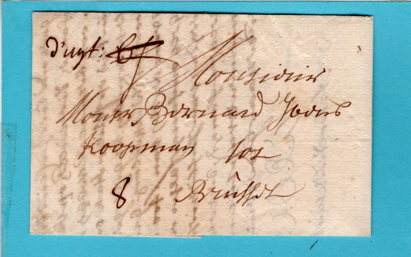 NEDERLAND brief 1707 Utrecht - Brussel met 8 sols port
