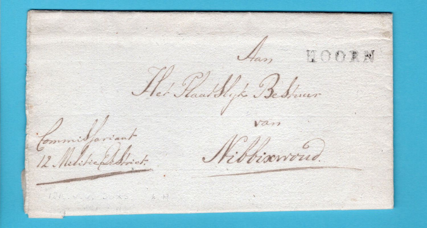 NEDERLAND militie brief 1815 Hoorn naar Nibbixwoud