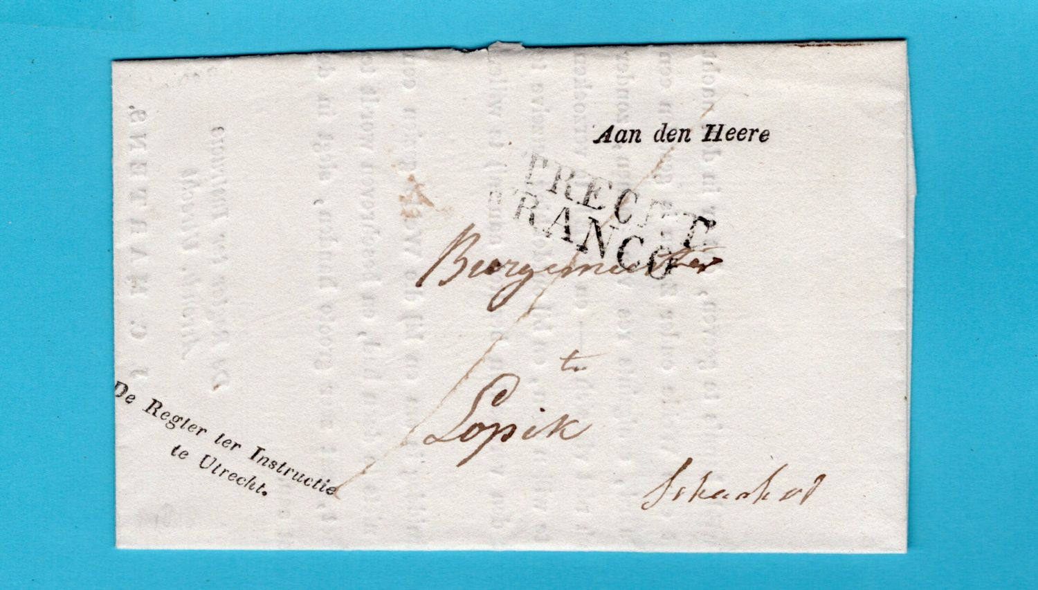 NEDERLAND brief 1828 Utrecht naar Lopik omtrent diefstal