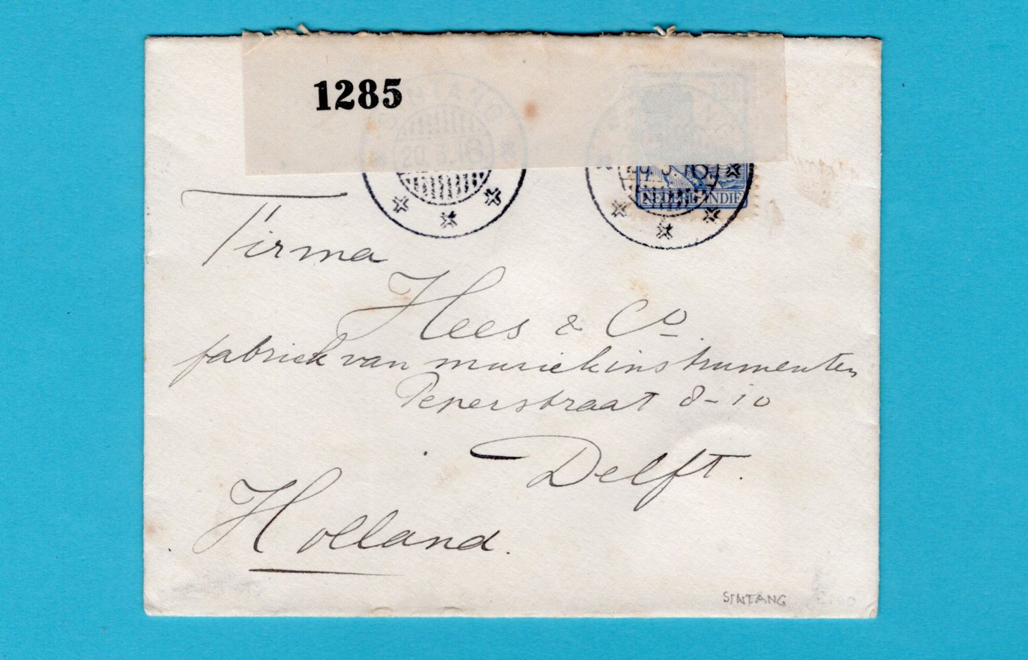 NETHERLANDS EAST INDIES censored cover 1916 Sintang to Delft