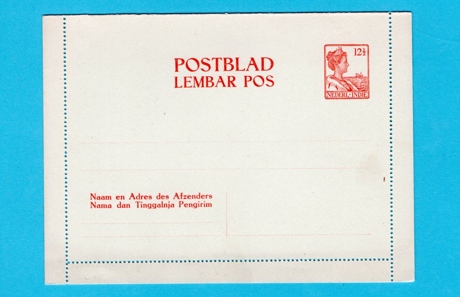 ​NETHERLANDS EAST INDIES letter sheet 1922 **