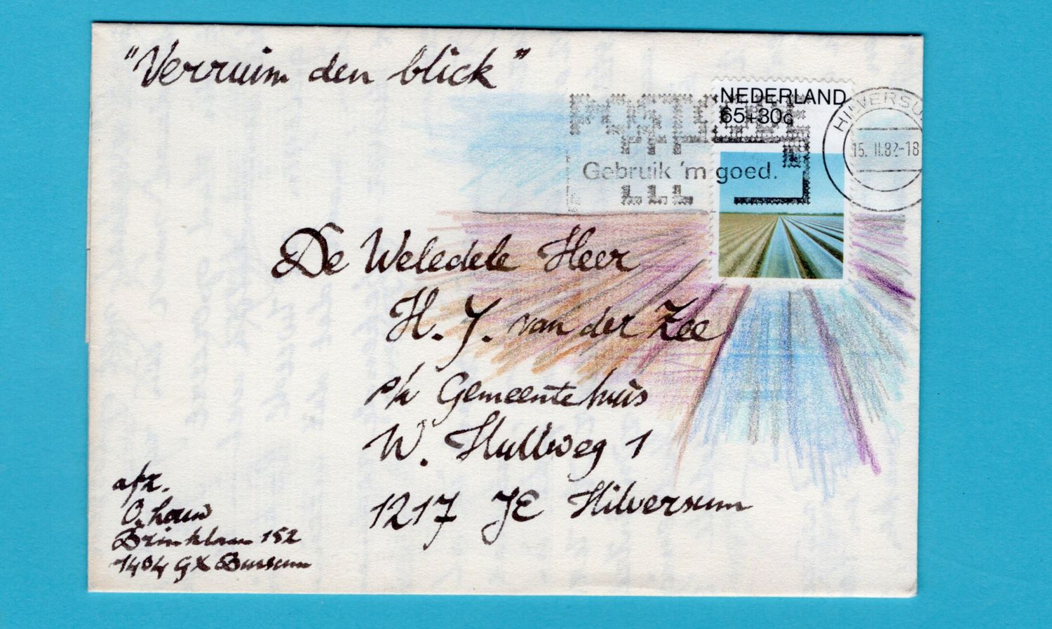 NEDERLAND Ot Louw geïllustreerde brief 1982 Hilversum