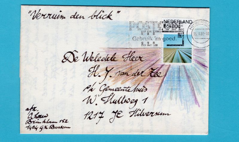 NEDERLAND Ot Louw geïllustreerde brief 1982 Hilversum