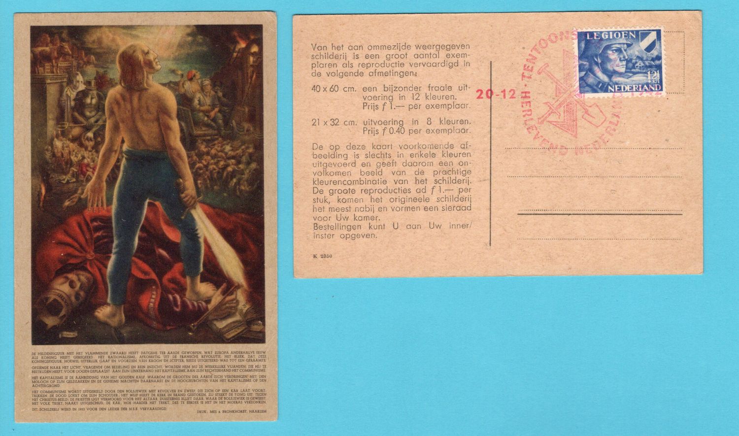 NEDERLAND 2 propagandakaarten 1942 Herlevend Nederland