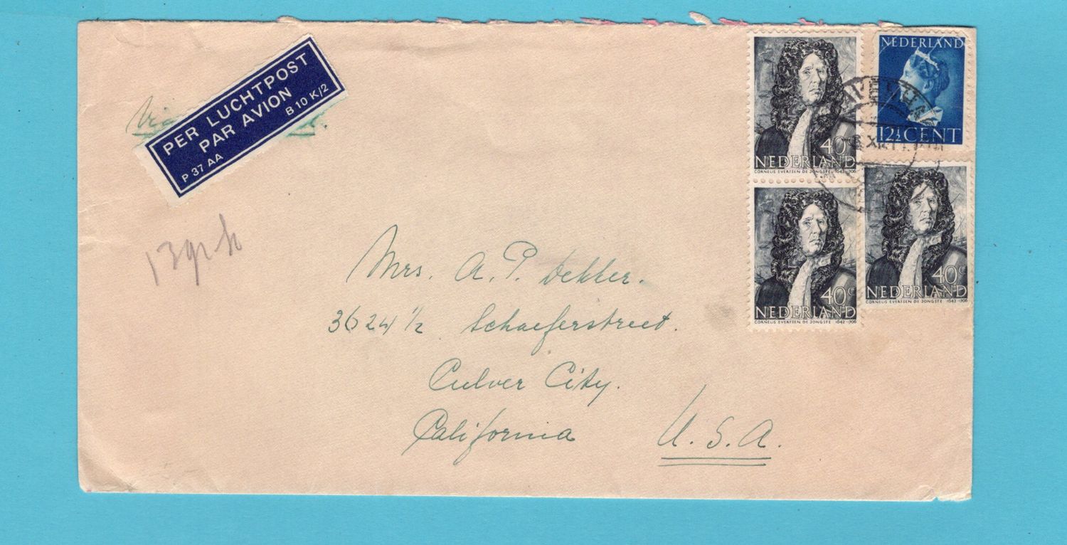 NEDERLAND luchtpost brief 1946 &#39;s Gravenhage naar USA