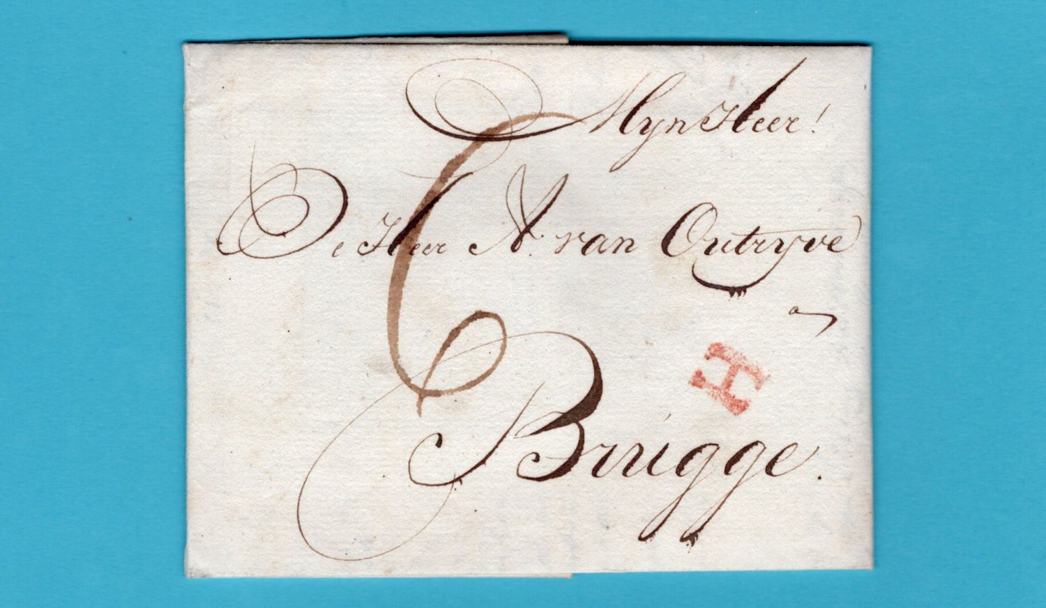 NEDERLAND complete brief 1805 Amsterdam met "H" naar Brugge