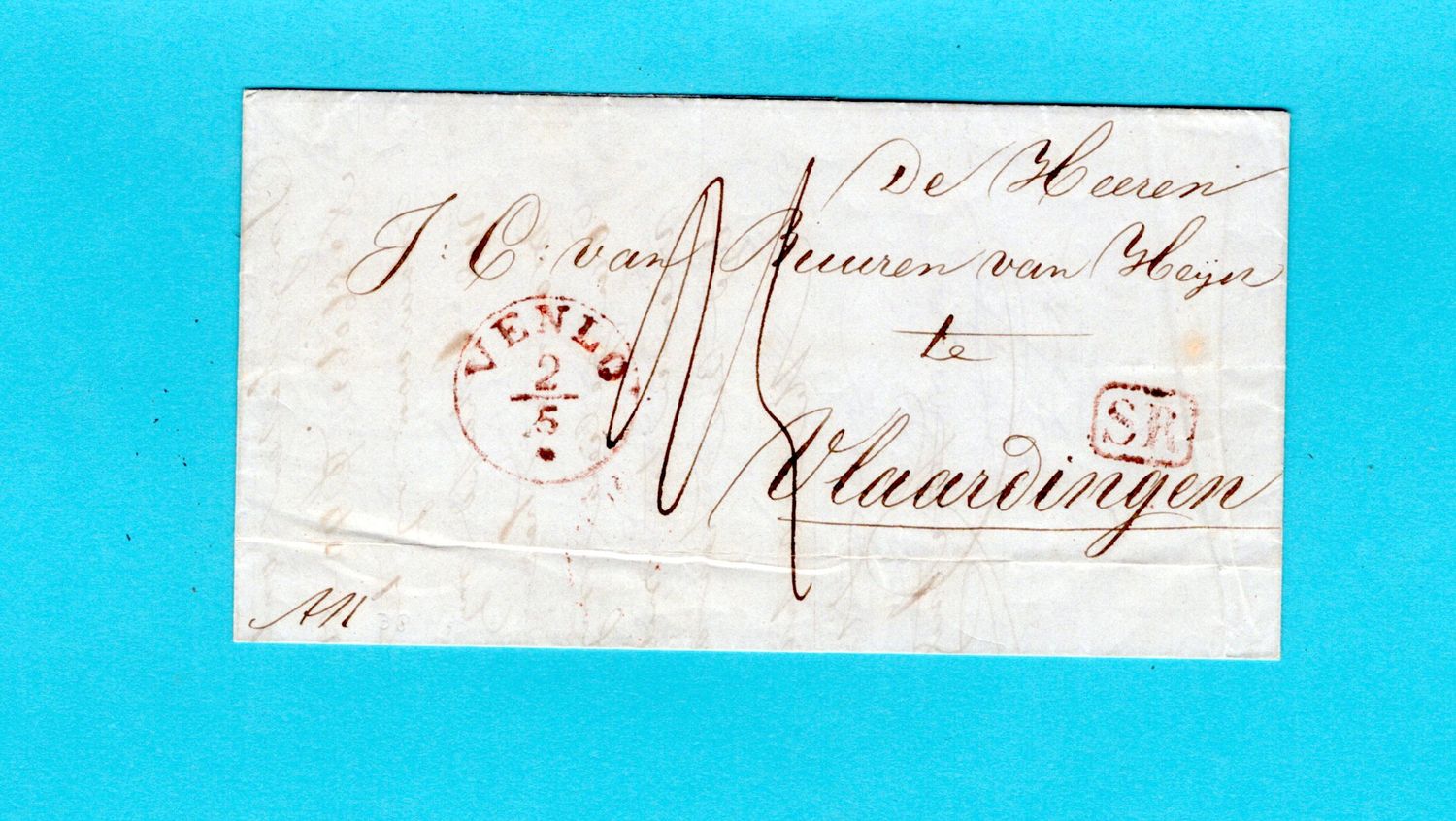 NEDERLAND plattelands post 1850 Steijl met &quot;SR&quot; naar Vlaardingen