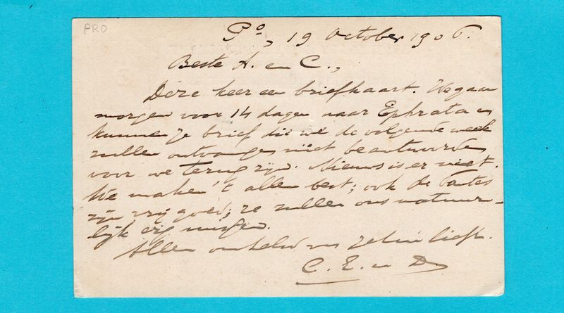 SURINAME briefkaart 1906 Paramaribo "...Stoomschepen /Rechtstreeks"