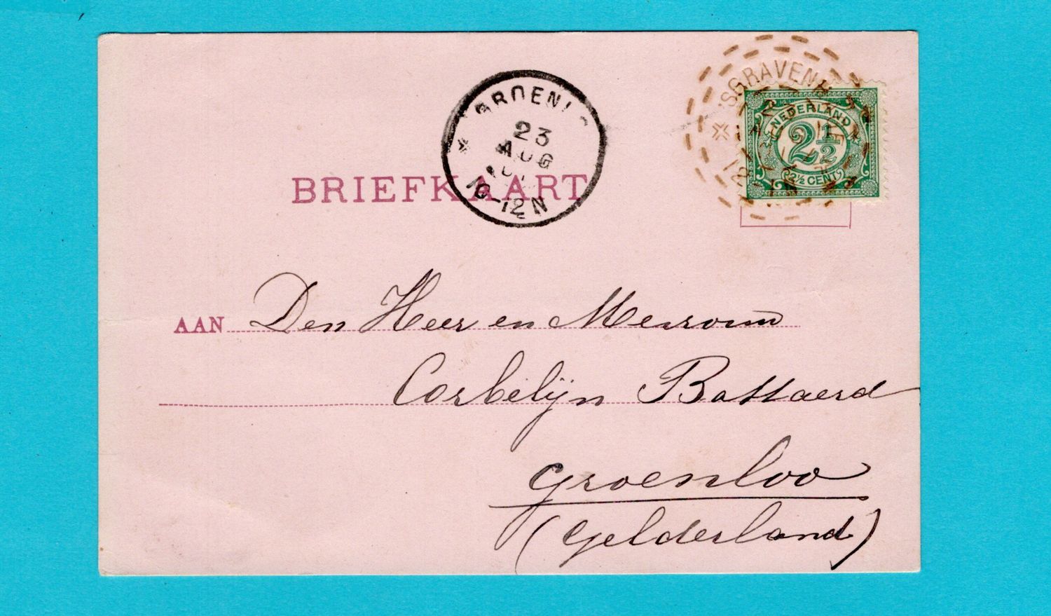 NEDERLAND briefkaart 1901 &#39;s Gravenhage brandstempel - Groenlo