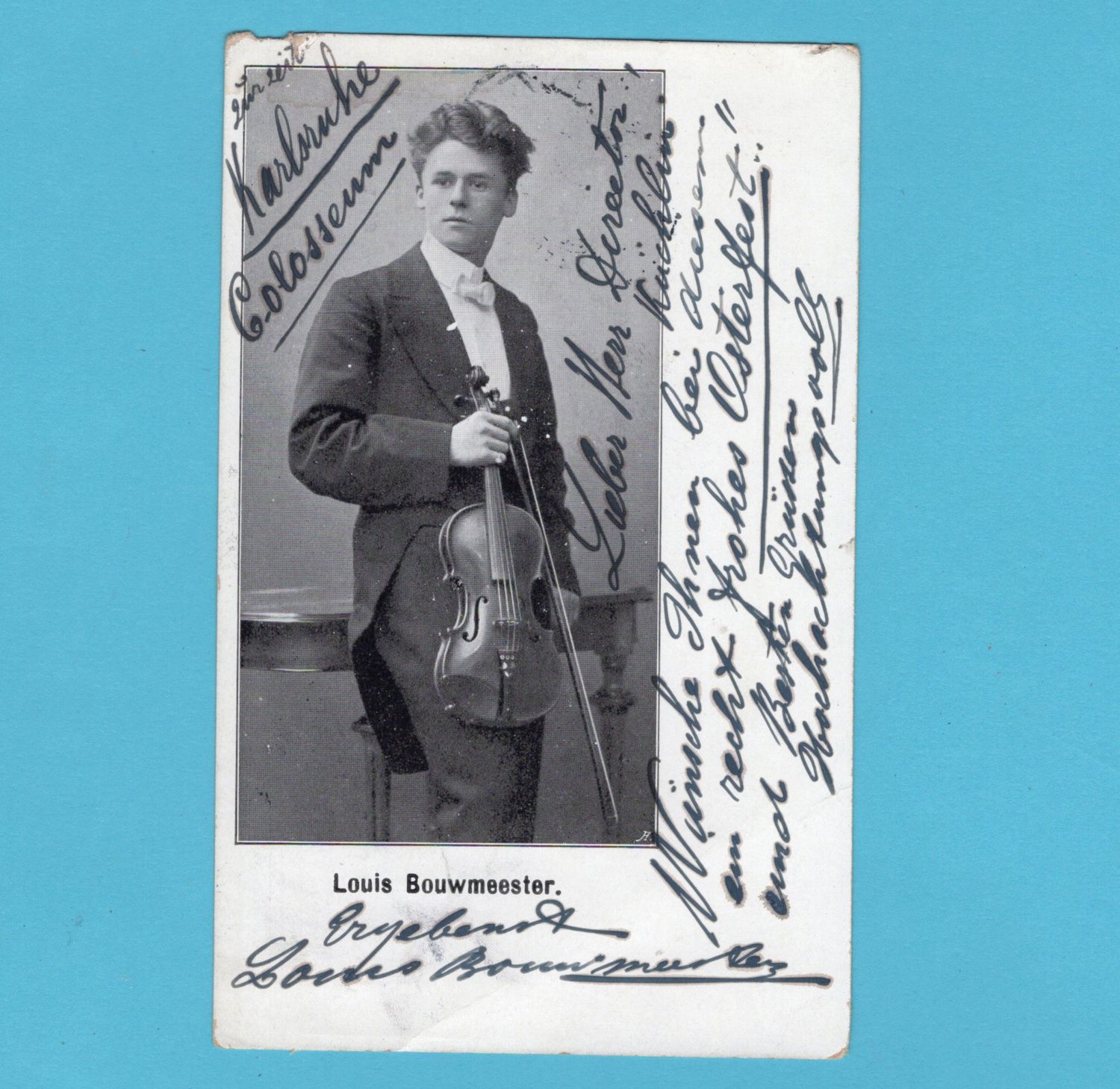 NEDERLAND violist Louis Bouwmeester prentbriefkaart 1910