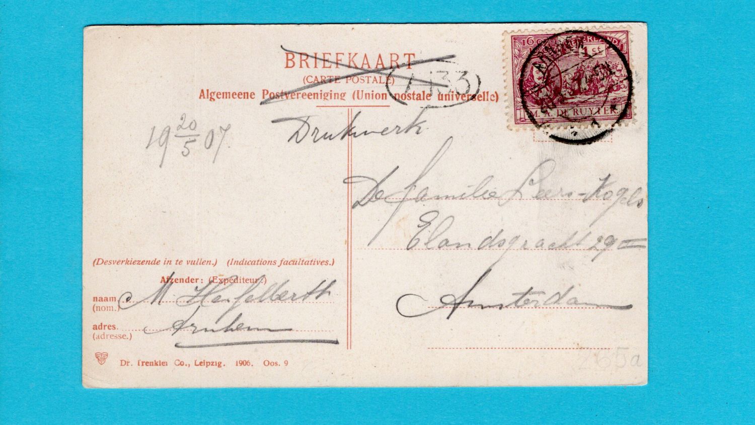 NEDERLAND prentbriefkaart Oosterbeek Zonnenberg 1907 Arnhem