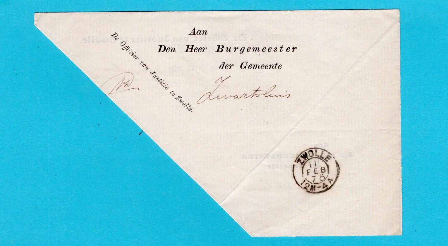 NEDERLAND brief gevouwen in genegenheid 1875 Zwolle - Zwartsluis