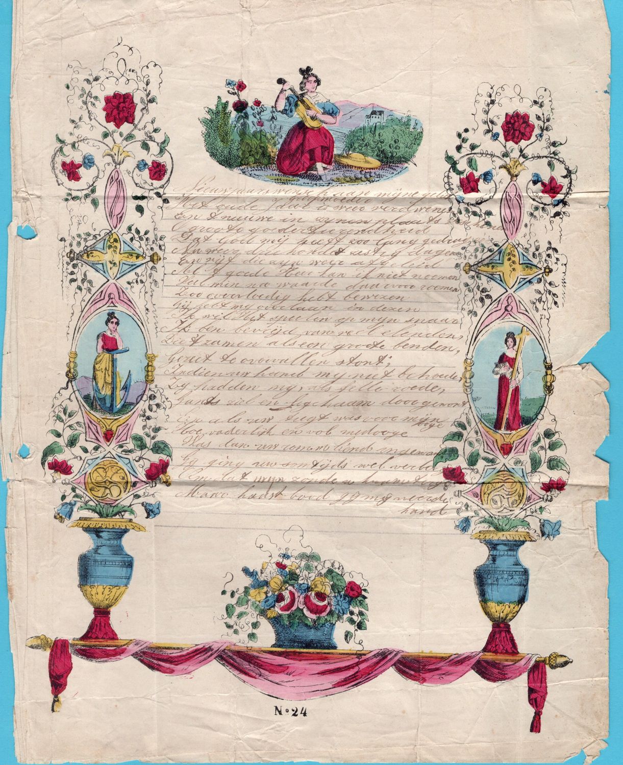 NEDERLAND sierbrief 1860 Leiden naar Aarlanderveen
