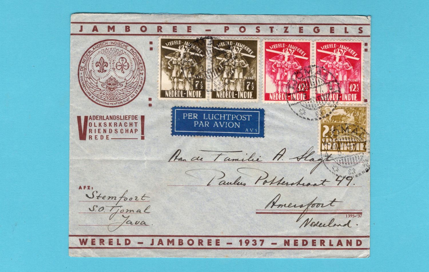 NETHERLANDS EAST INDIES Jamboree air cover 1937 Tjomal
