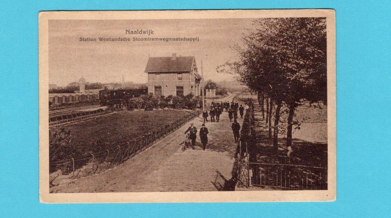NEDERLAND prentbriefkaart Station Westlandsche Stoomtramweg Mij Naaldwijk
