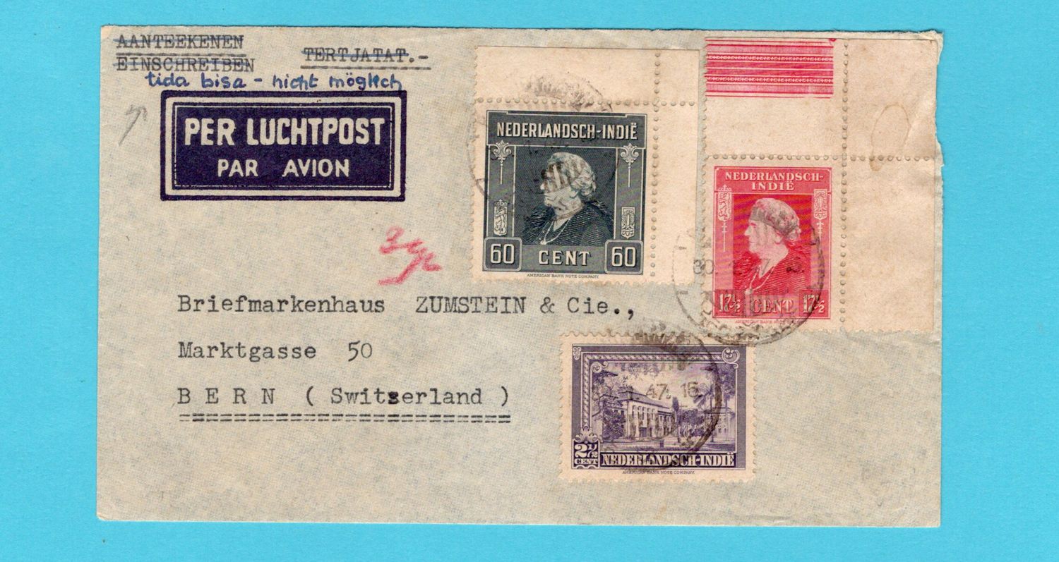 NETHERLANDS EAST INDIES air cover 1947 Bandjermasin &quot;R not possible&quot;