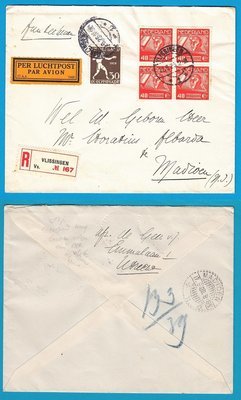 NEDERLAND R luchtpost brief 1928 Vlissingen naar Madioen