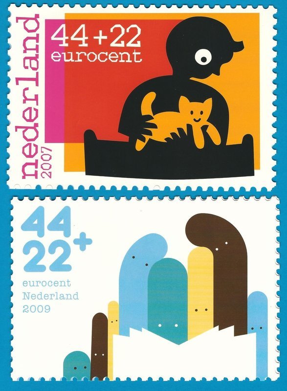 NEDERLAND 2 kinder bedankkaarten 2007-2009