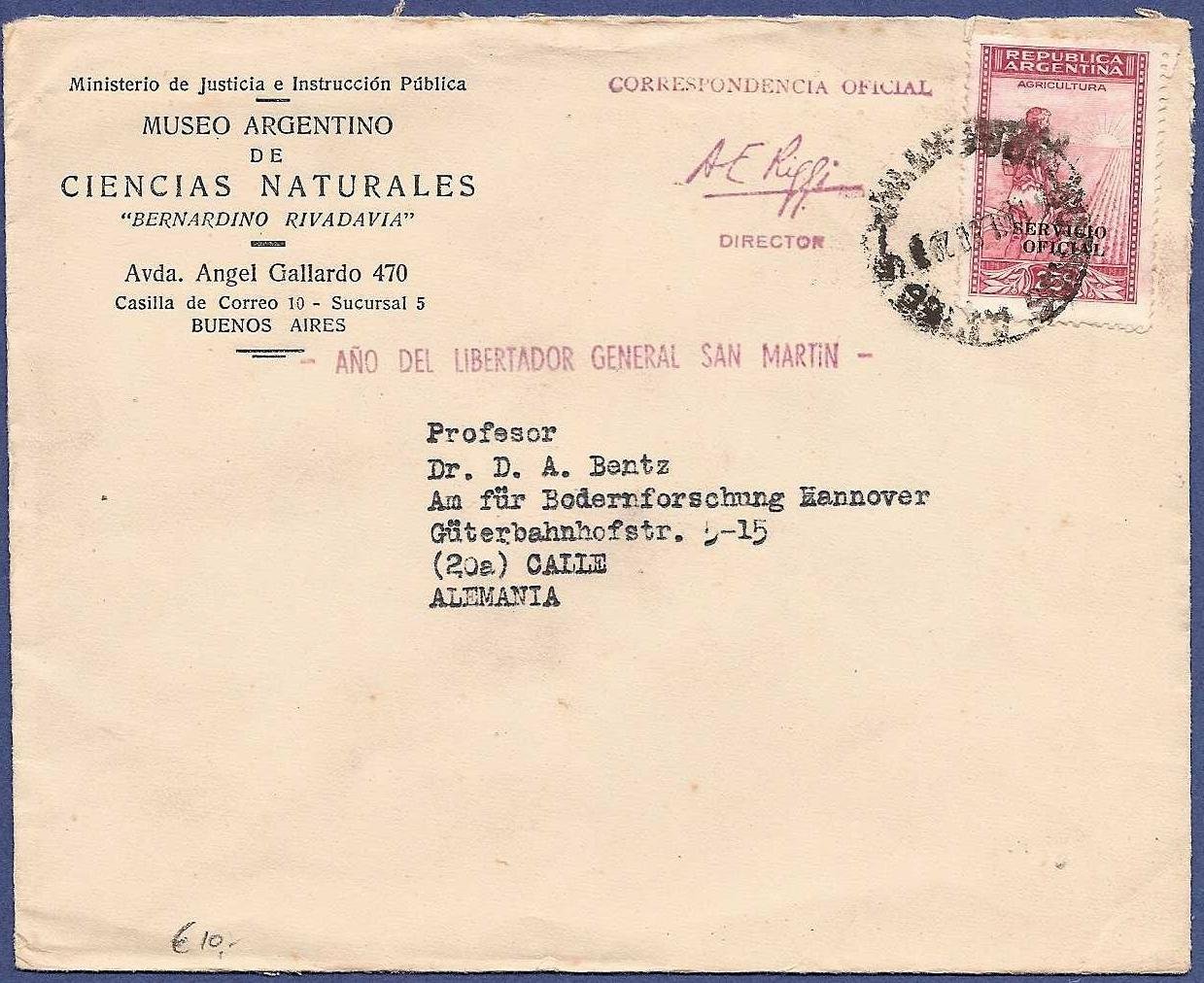 ARGENTINA official cover 1928 BA museo Rivadavia