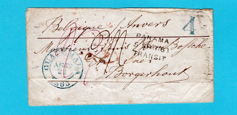 GUATEMALA cover 1893 Panama transit to Borgerhout, Belgium