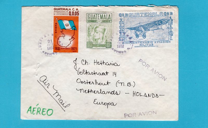 GUATEMALA air cover 1972 Antigua to Oosterhout, Netherlands