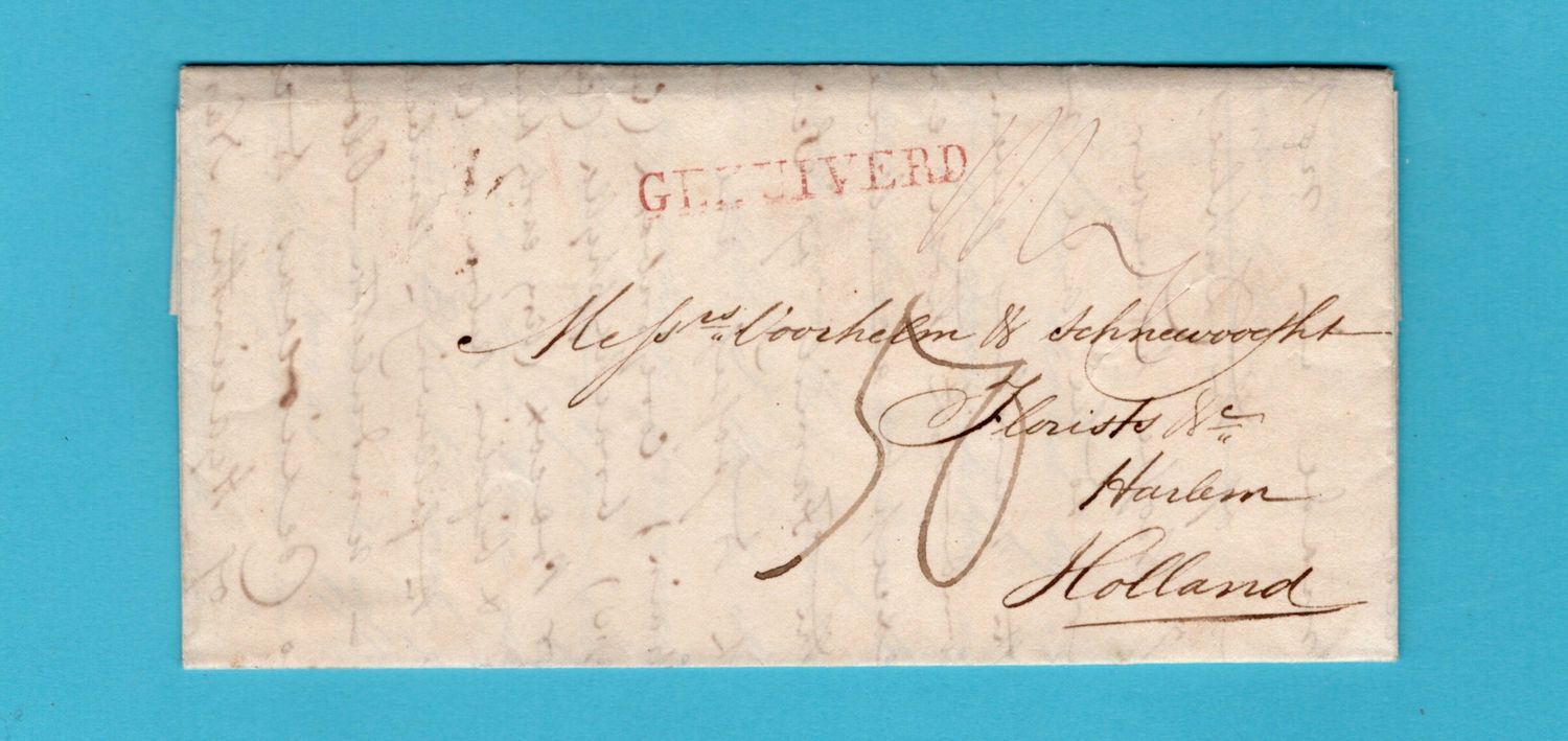 NEDERLAND GEZUIVERD brief 1832 van Chesea naar Haarlem