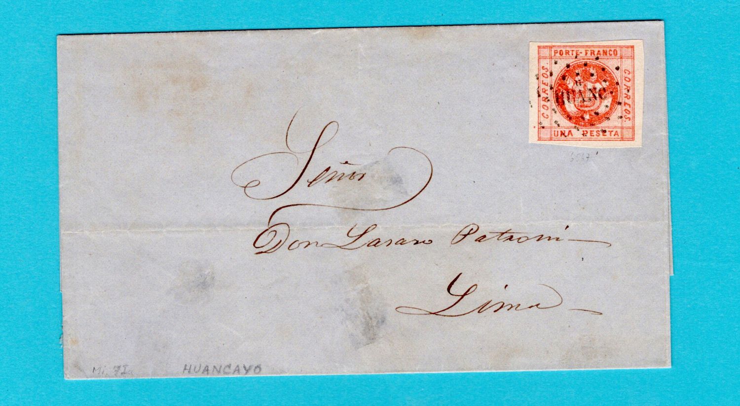PERU dated coversheet 1860 Huancayo to Lima