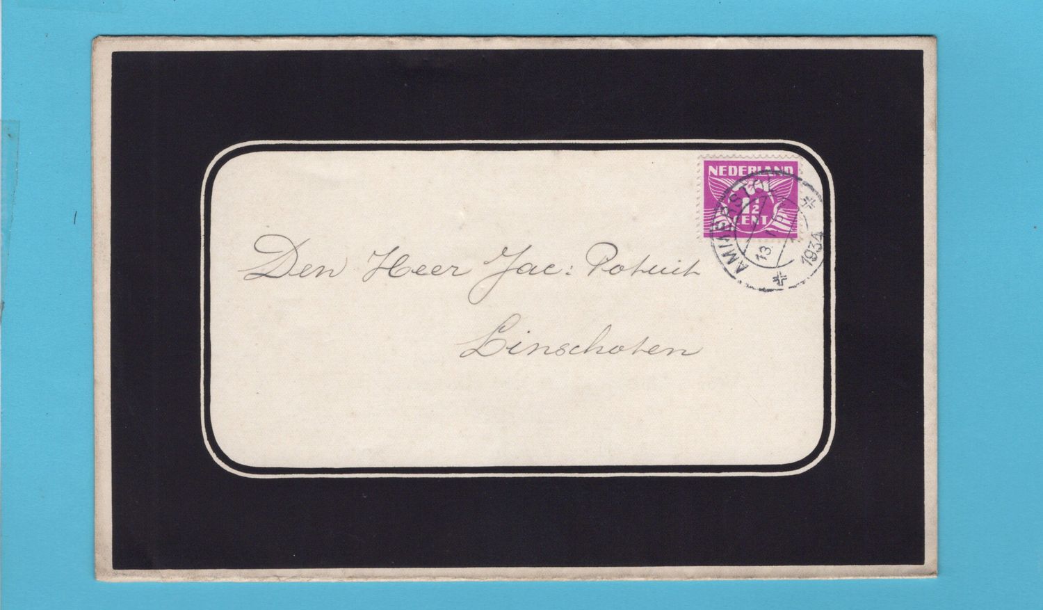 NEDERLAND rouwbrief 1934 Ammerstol naar Linschoten