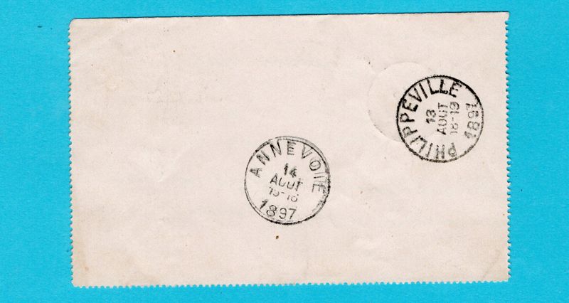 NEDERLAND postblad 12,5ct 1897 Monster naar Philippeville België
