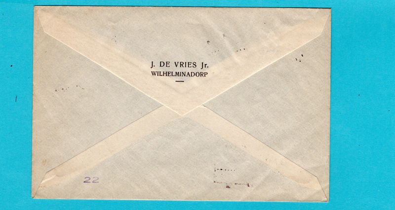 NEDERLAND KNSM brief M.S. Colombia 1930 naar Wilhelminadorp