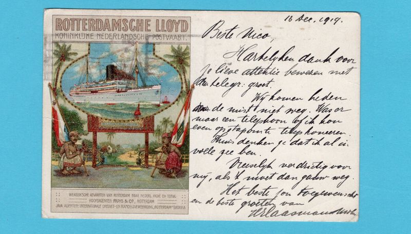 NEDERLAND Rotterdamsche Lloyd kaart 1919 Rotterdam