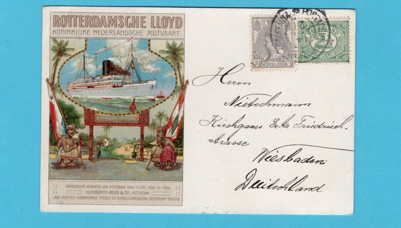NEDERLAND Rotterdamsche Lloyd kaart 1921 Port Said